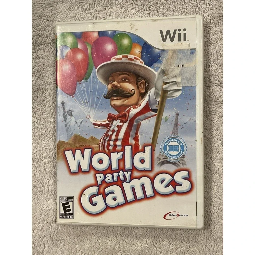 World Party Games (Nintendo Wii) TESTED COMPLETE CASE DISC BOOK Video Game